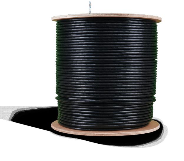 Acconet CAT6 UV Outdoor Ethernet Cable 500m Black Solid Copper SF/TP Roll | CAT6U-500-SC