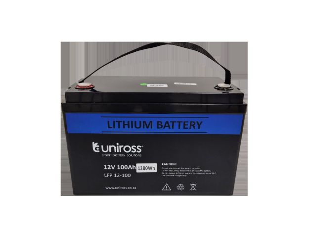Uniross 12.8V 100Ah (1.28kWh) LiFEPO4 Battery | UR-BAT-LiFePO4-12-100