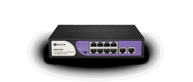 BDCOM 8-Port 100M Unmanaged PoE Switch (8-Port PoE + 2-Port 100M RJ45) 90W PoE Budget